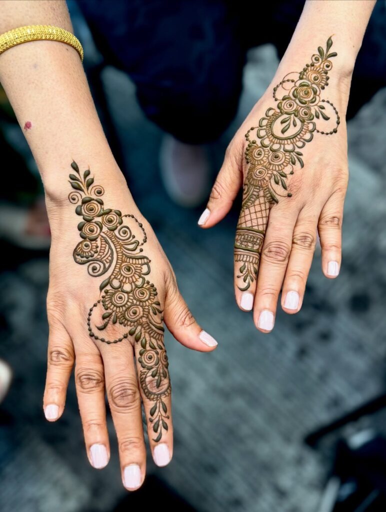 Stylish Backhand Floral Henna Design Tattoo Design