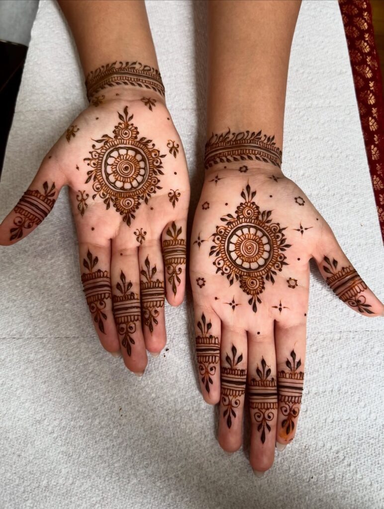 Symmetrical Mandala Palm Henna Design Tattoo Design