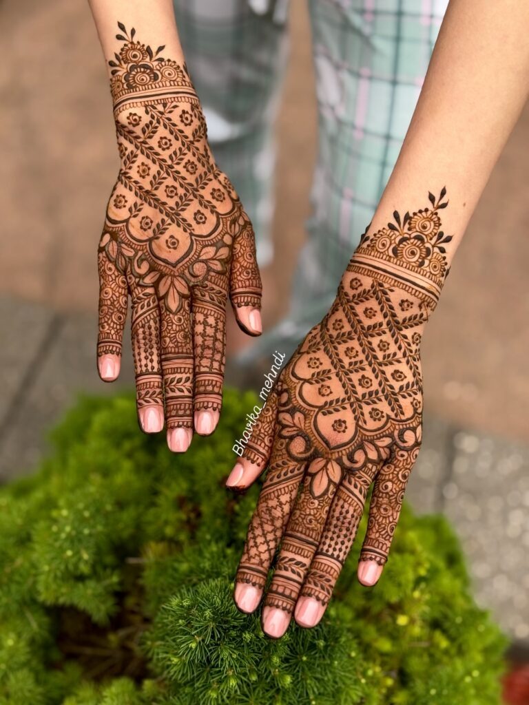 Traditional Full Palm Henna Design Tattoo Design