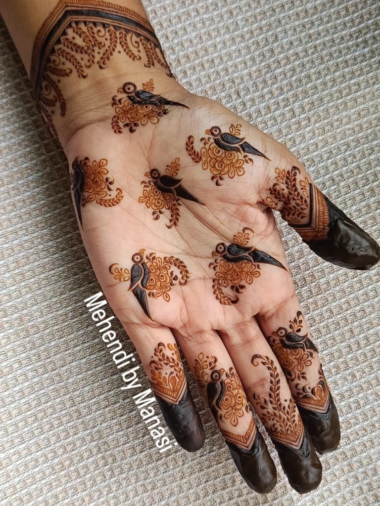 Unique Bird Motif Henna Design Tattoo Design