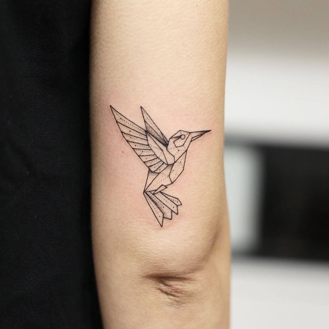 Abstract Hummingbird Tattoo Spirit with Dots and Lines Tattoo Design