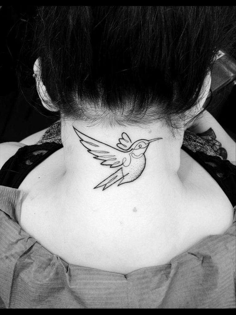 Adorable Single-Line Hummingbird Tattoo Design Tattoo Design