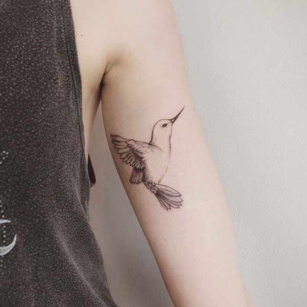 Black & White Cherubic Hummingbird Tattoos Tattoo Design