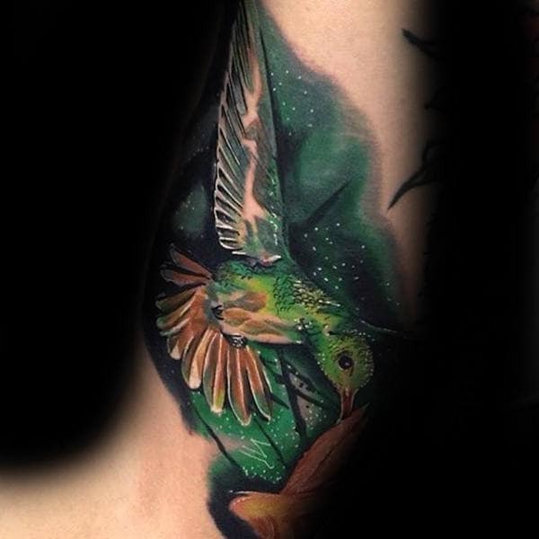 Galaxy in Green Hummingbird Tattoo Design Tattoo Design