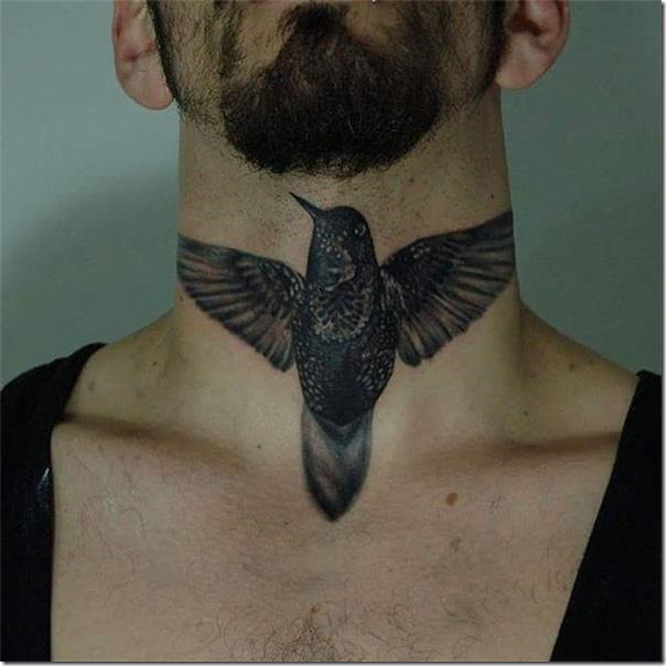 Hummingbird from Below Throat Tattoo Tattoo Design