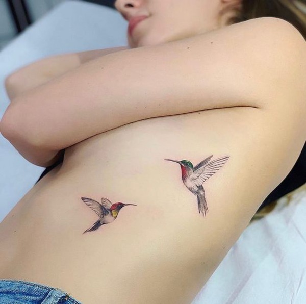 Hummingbird Tattoo Design with to Species Tattoo Design