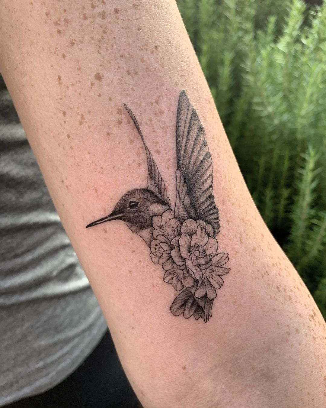 Hummingbird Tattoo Designs with a Body Made of Flowers Tattoo Design