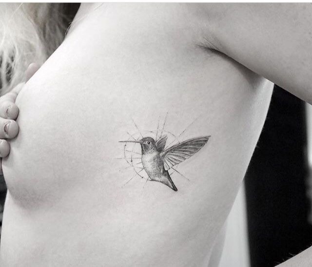 Hummingbird Tattoos with Sun Moon Background Tattoo Design