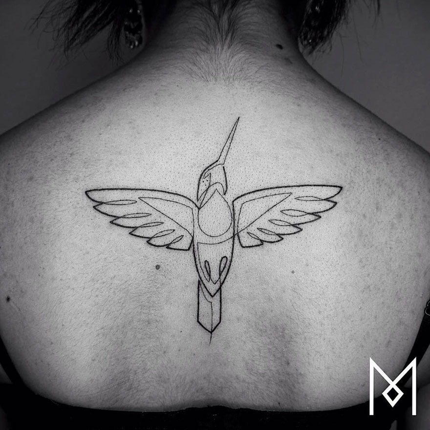 Minimalist Geometric Hummingbird Tattoo Design Tattoo Design