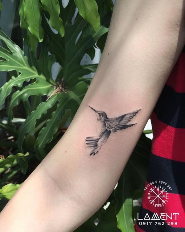 Realistic Hummingbird Tattoo with Dark Speckles Tattoo Design