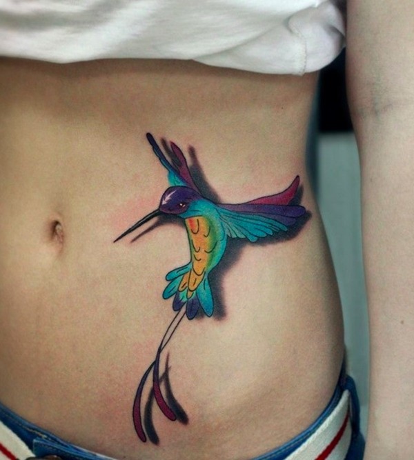 Three Dimensional Hummingbird Tattoo in a Cartoon Style Tattoo Design