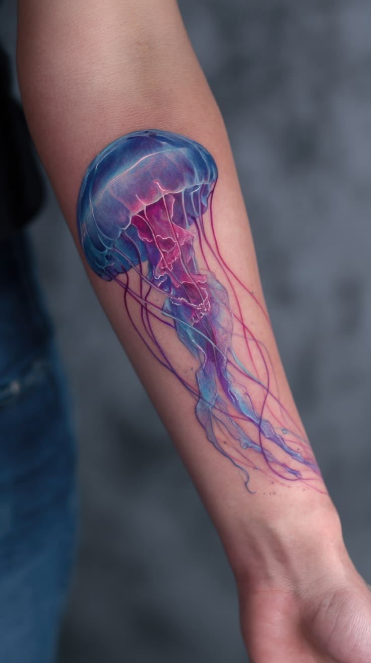 Realistic Translucent Jellyfish Tattoo Tattoo Design