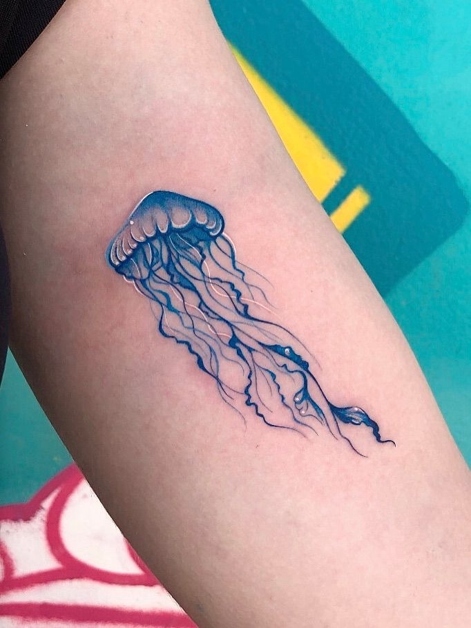 Simple Blue Jellyfish Tattoo Tattoo Design