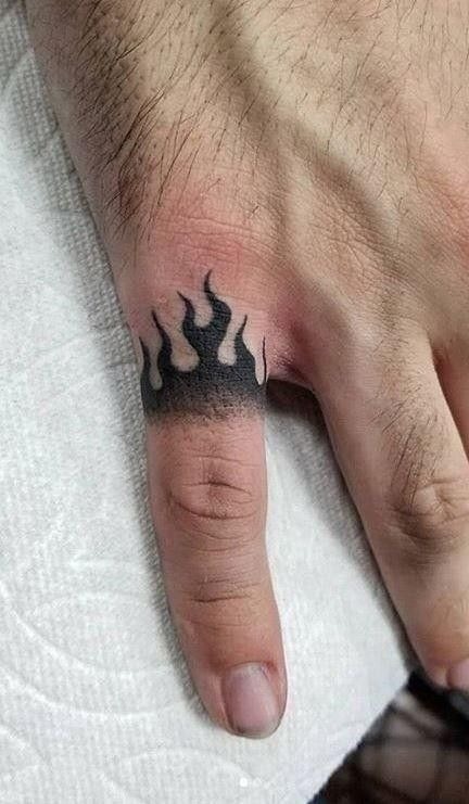 Black Flame Finger Tattoo Tattoo Design