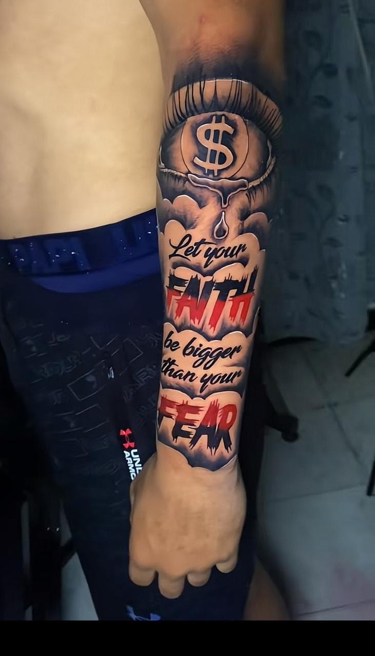 Eye and Money Forearm Tattoo Tattoo Design