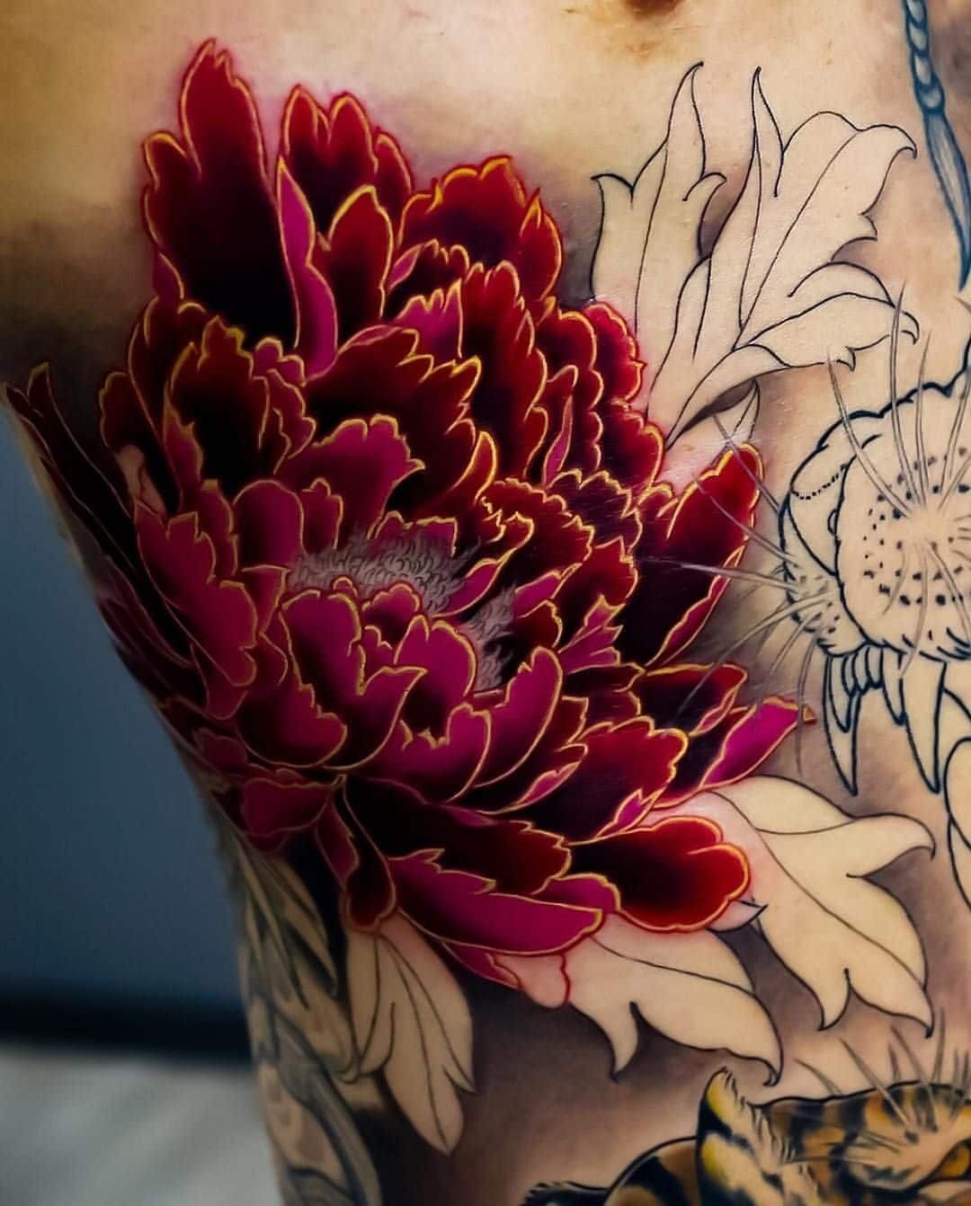 Japanese Red Peony Tattoo Tattoo Design