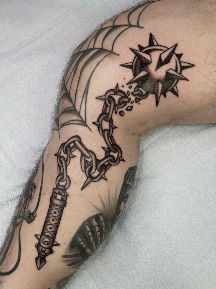 Spiked Flail Chain Tattoo Tattoo Design