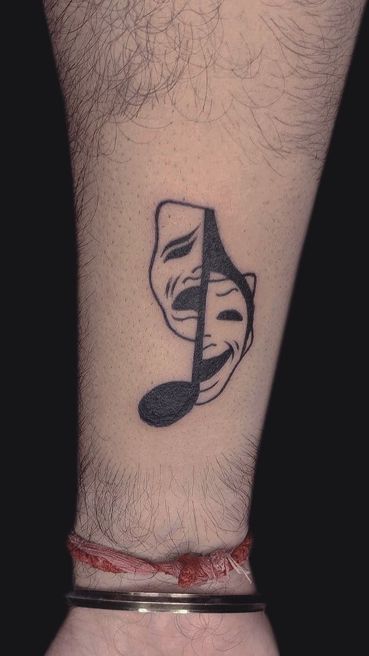 Theater Masks Music Note Tattoo Tattoo Design