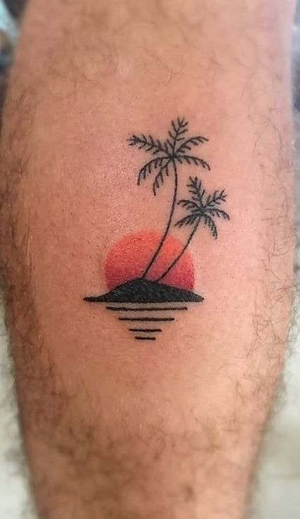 Tiny Palm Tree Sunset Tattoo Tattoo Design