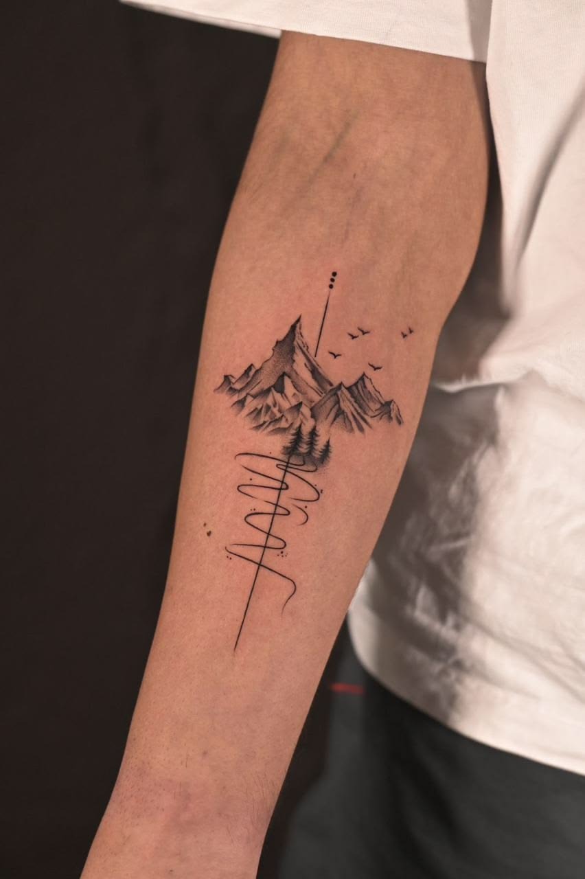 Abstract Mountain Line Tattoo Tattoo Design