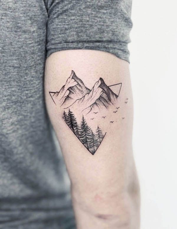 Geometric Mountain Triangle Tattoo Tattoo Design
