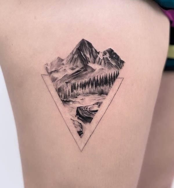 Triangle Mountain Thigh Tattoo Tattoo Design