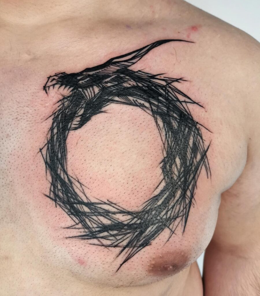 Abstract Brushstroke Ouroboros Tattoo Tattoo Design
