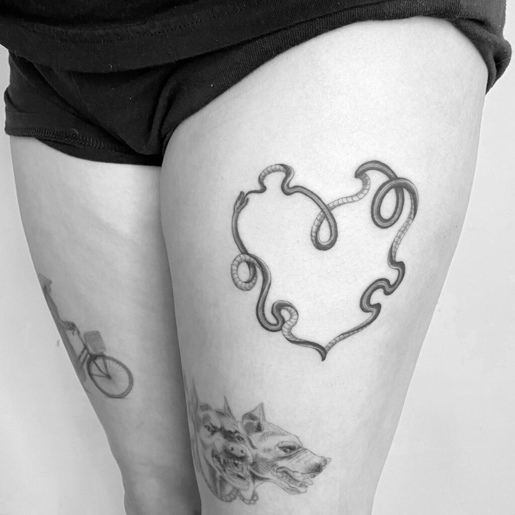 Abstract Heart-Shaped Ouroboros Tattoo Tattoo Design