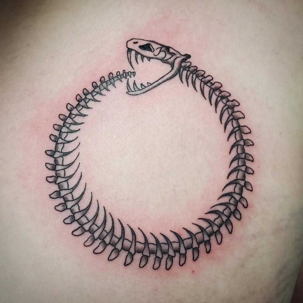 All-Seeing Eye Ouroboros Tattoo with Triangle Frame Tattoo Design