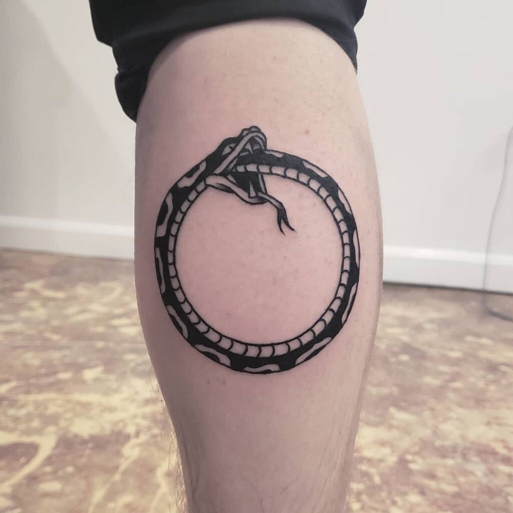 Bold Blackwork Ouroboros Tattoo Tattoo Design