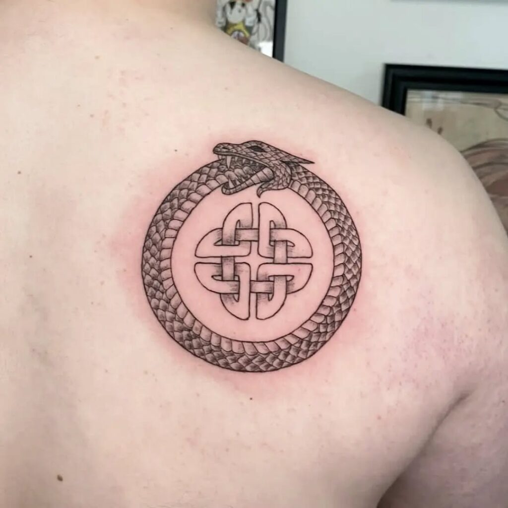 Celtic Knot Ouroboros Back Tattoo Tattoo Design