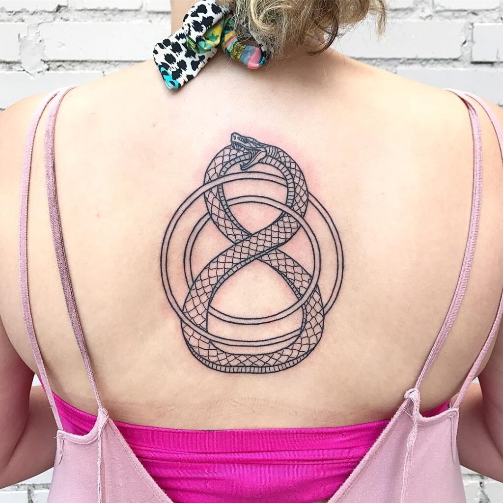 Dragon Ouroboros Hand Tattoo with Runes Tattoo Design