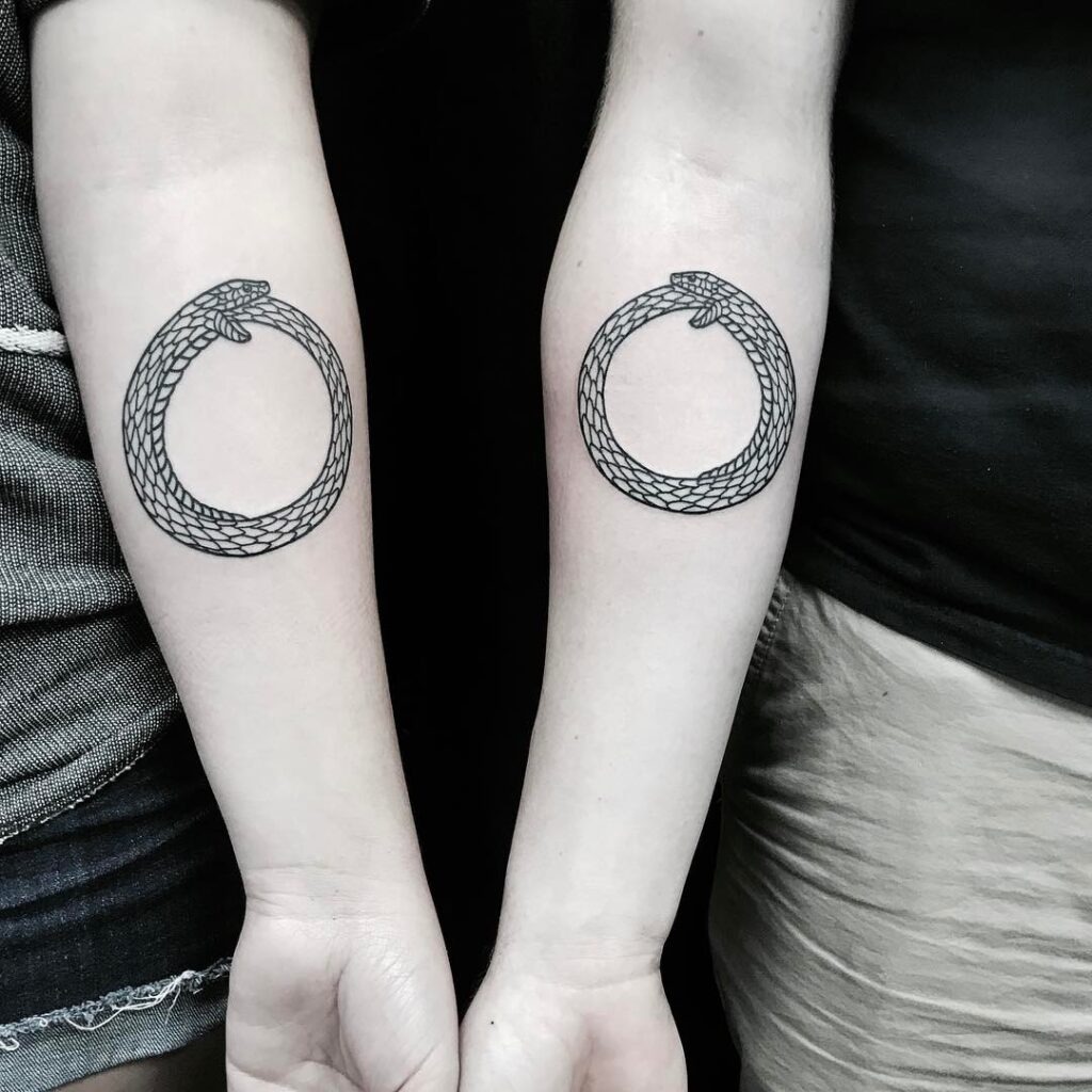 Matching Forearm Ouroboros Tattoos Tattoo Design