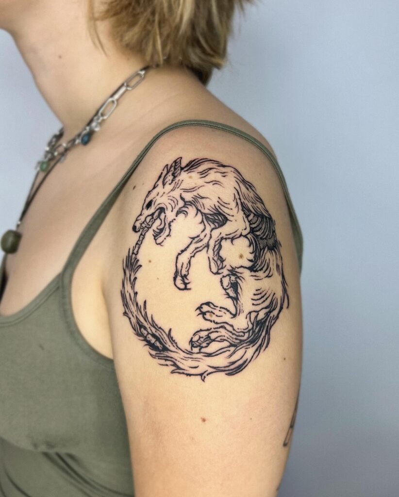 Mechanical Chain-Link Ouroboros Tattoo Tattoo Design