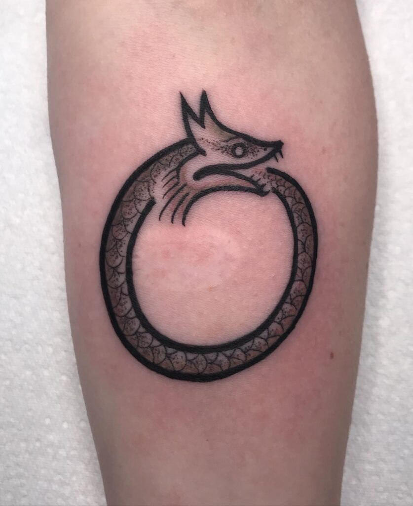 Minimalist Dotwork Ouroboros Tattoo Tattoo Design