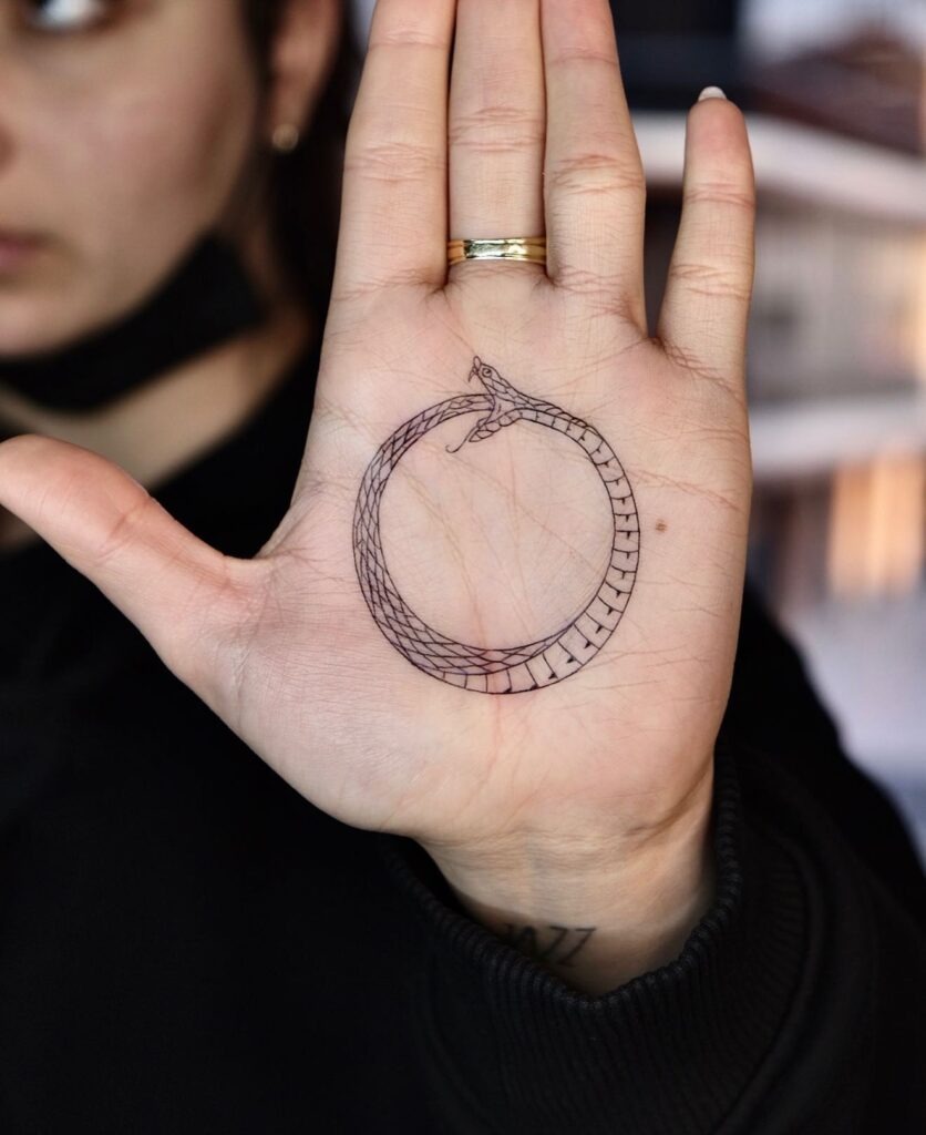Minimalist Ouroboros Palm Tattoo Tattoo Design