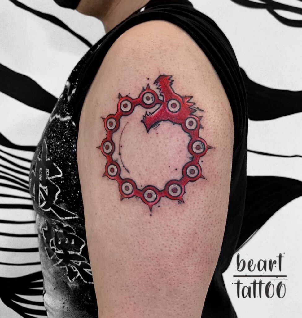 Mythological Ouroboros with Turkish Oriental Motifs Tattoo Design