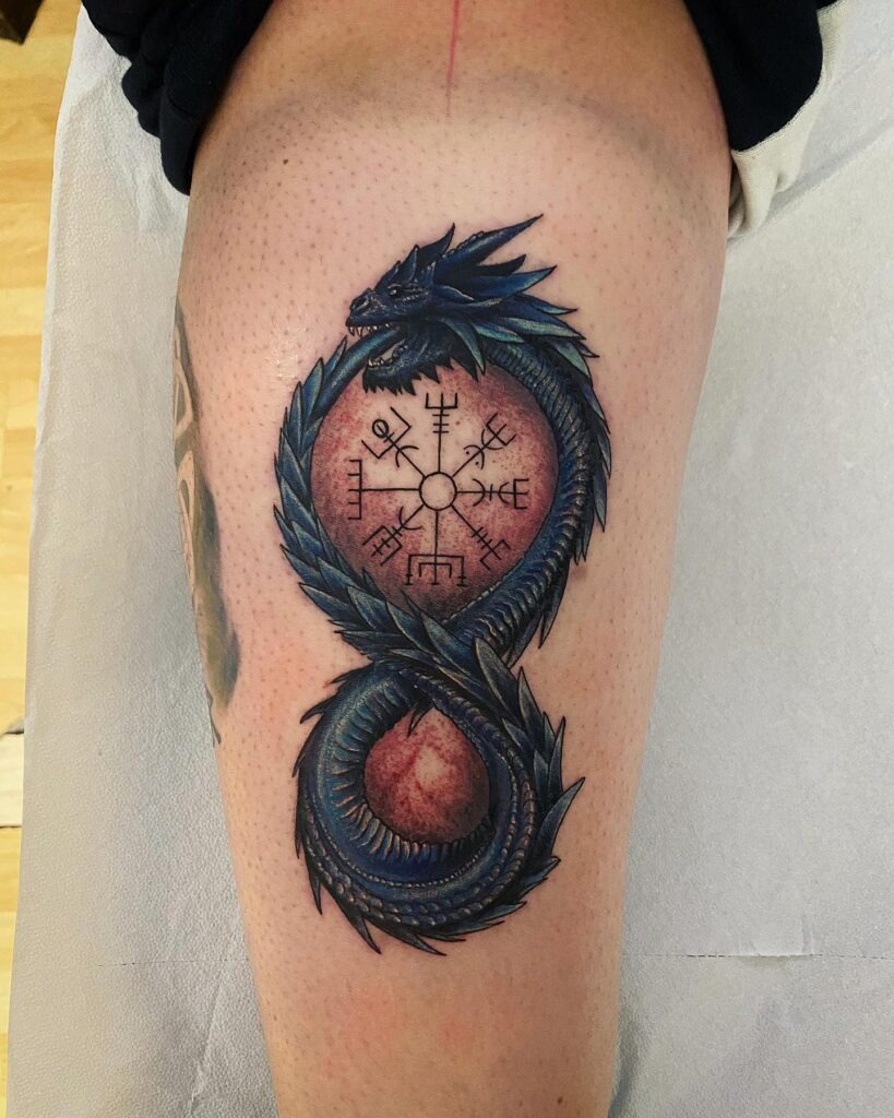 Ouroboros Labyrinth and Earth Tattoo on Forearm Tattoo Design