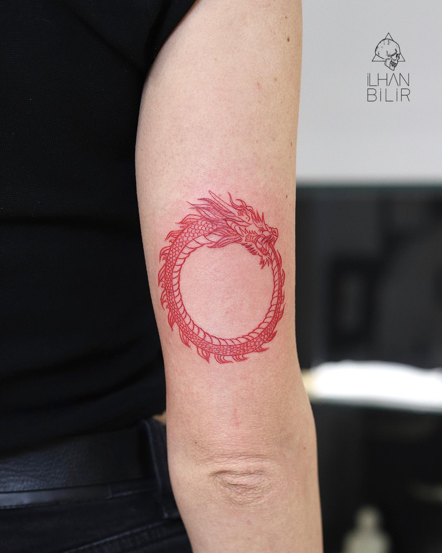 Red Ink Dragon Ouroboros Tattoo Tattoo Design