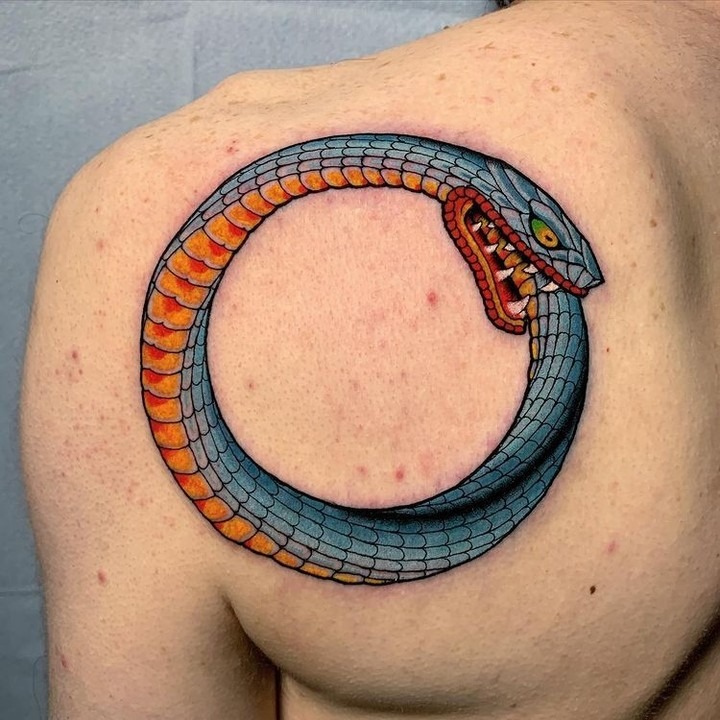 Simple Ouroboros with Star Symbol Tattoo Tattoo Design