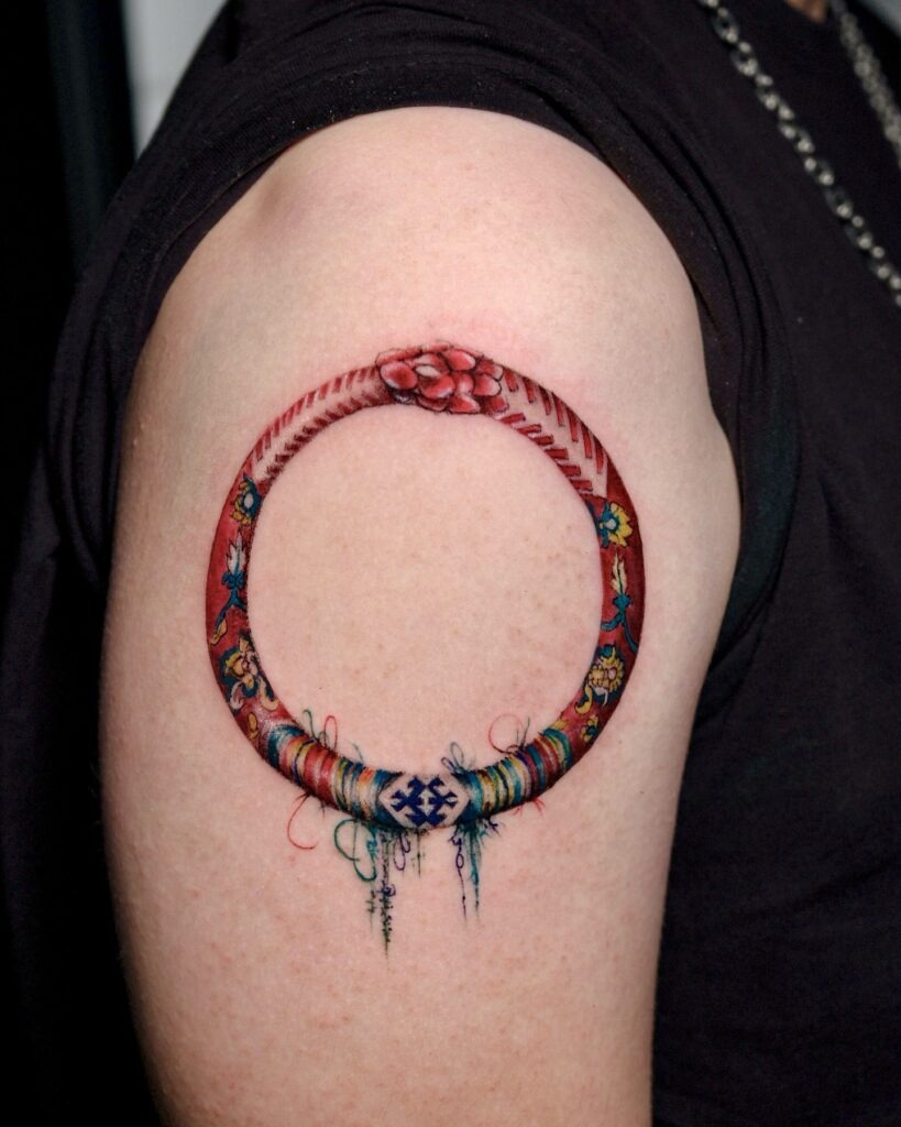 Vibrant Neo-Traditional Ouroboros Tattoo Tattoo Design