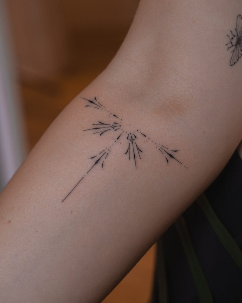 Abstract Dandelion Burst Stick and Poke Tattoo Tattoo Design