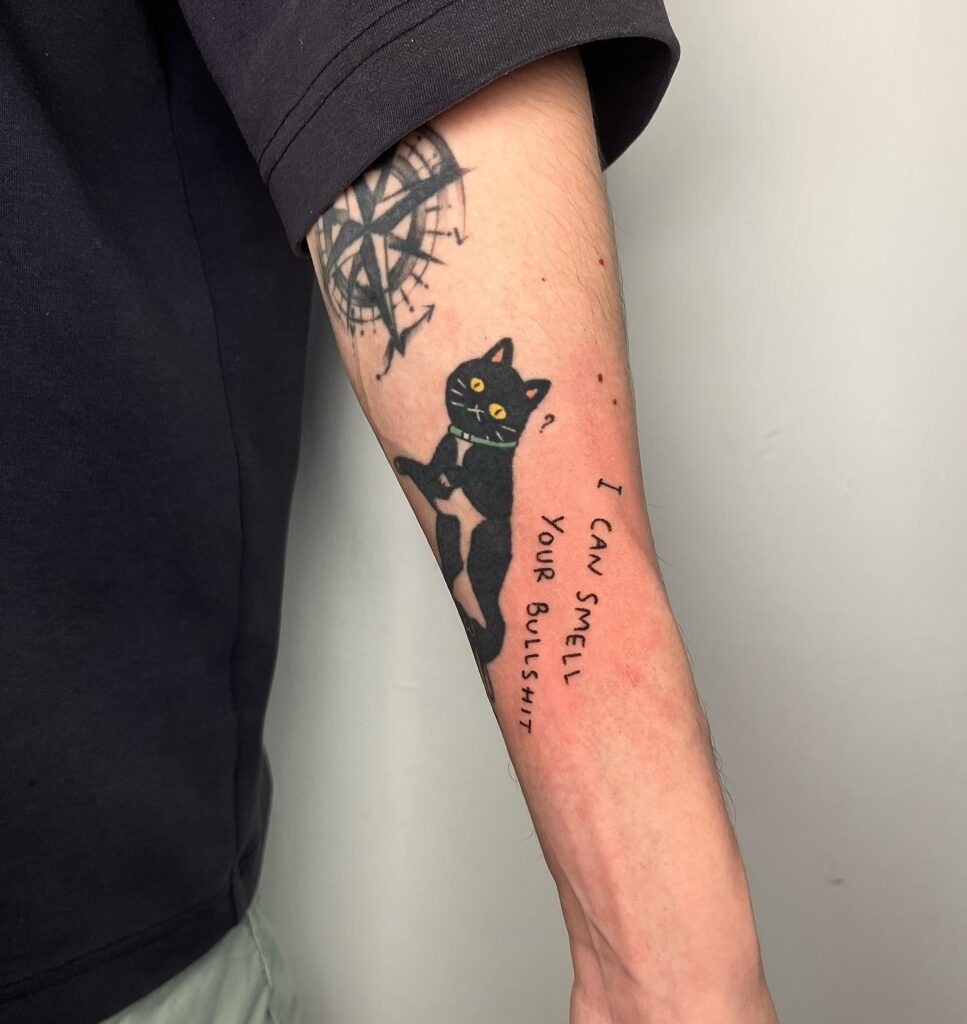 Black Cat With Attitude Tattoo Tattoo Design