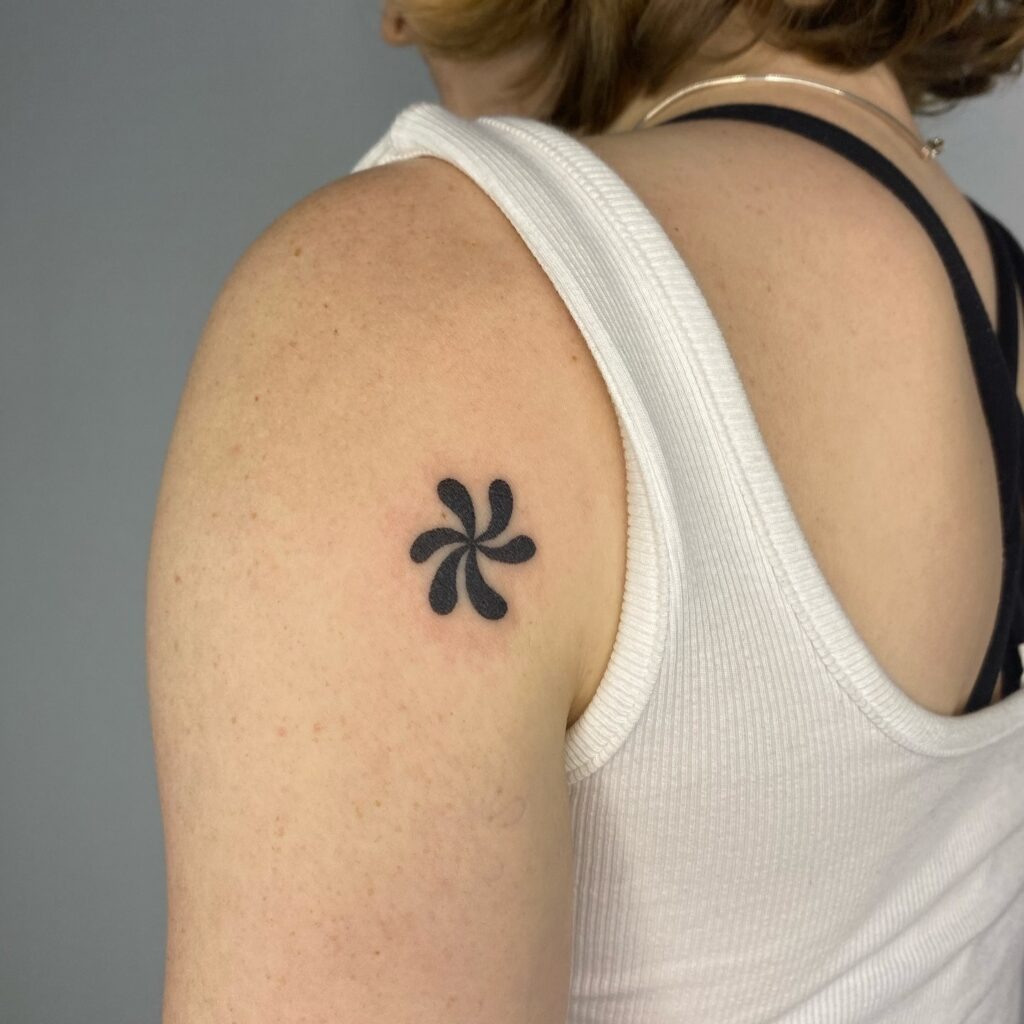 Bold Black Swirl Stick and Poke Tattoo Tattoo Design