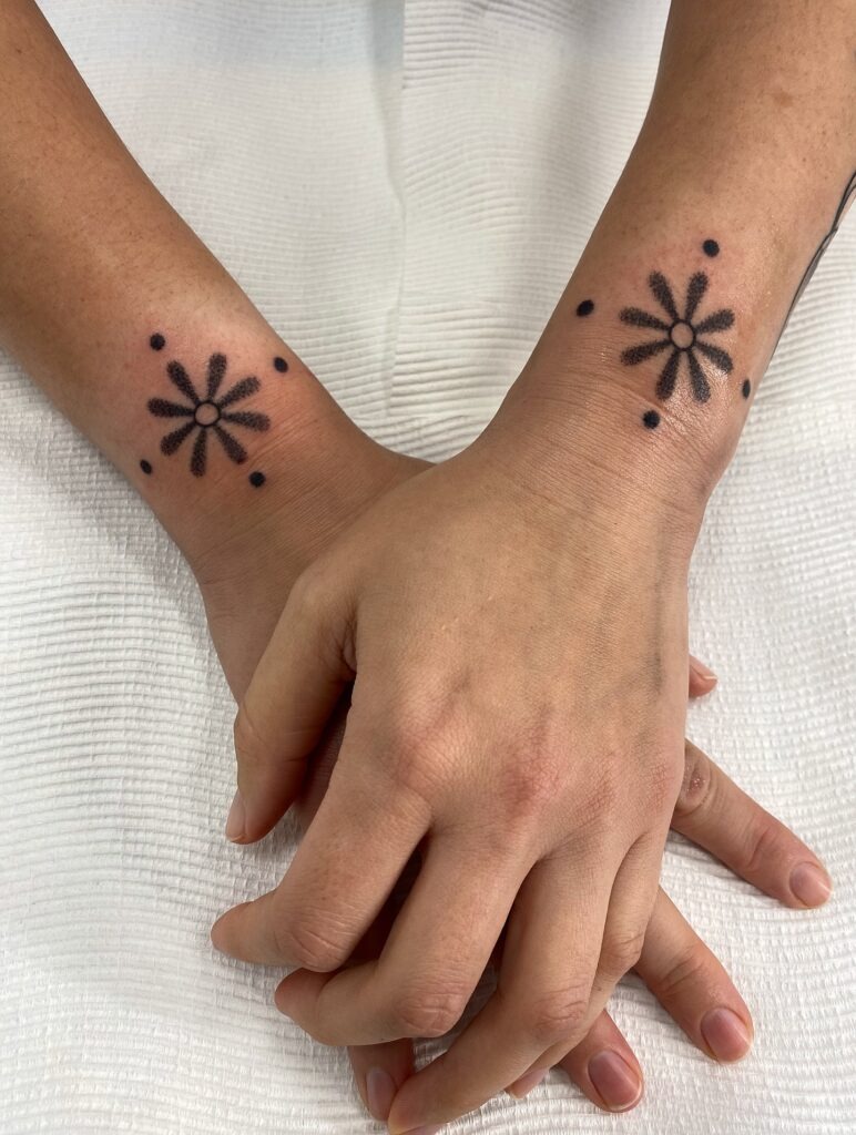 Bold Matching Daisy Wrist Tattoos Tattoo Design