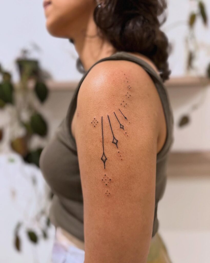 Cascading Celestial Lines Stick and Poke Tattoo Tattoo Design