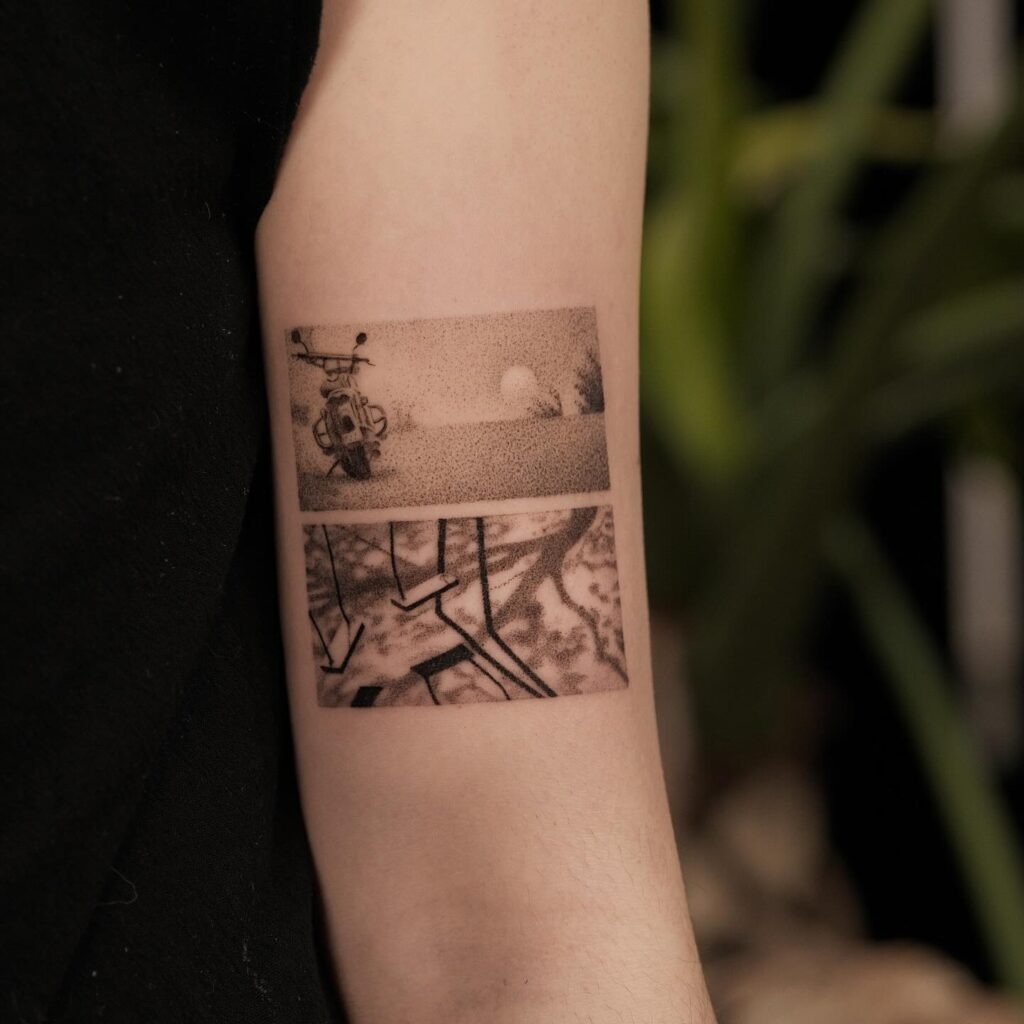 Childhood Memory Panels Stick and Poke Tattoo Tattoo Design