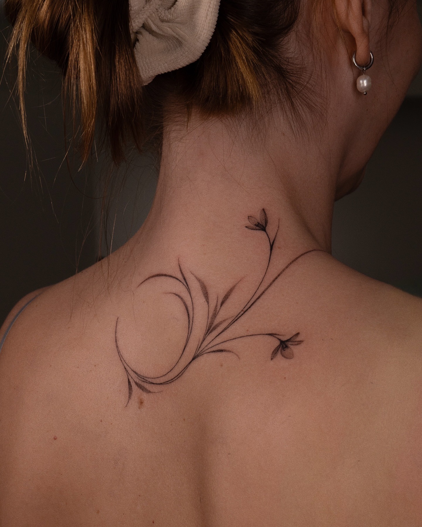Elegant Floral Whirl Stick and Poke Tattoo Tattoo Design