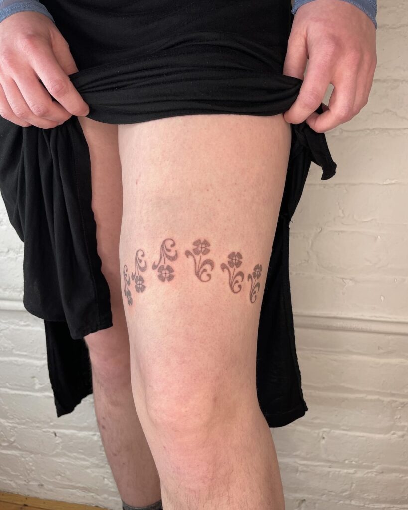 Floral Band Thigh Stick and Poke Tattoo Tattoo Design