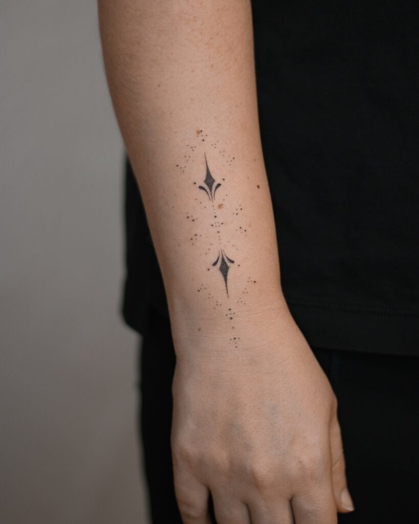 Geometric Sparkle Stick and Poke Tattoo Tattoo Design